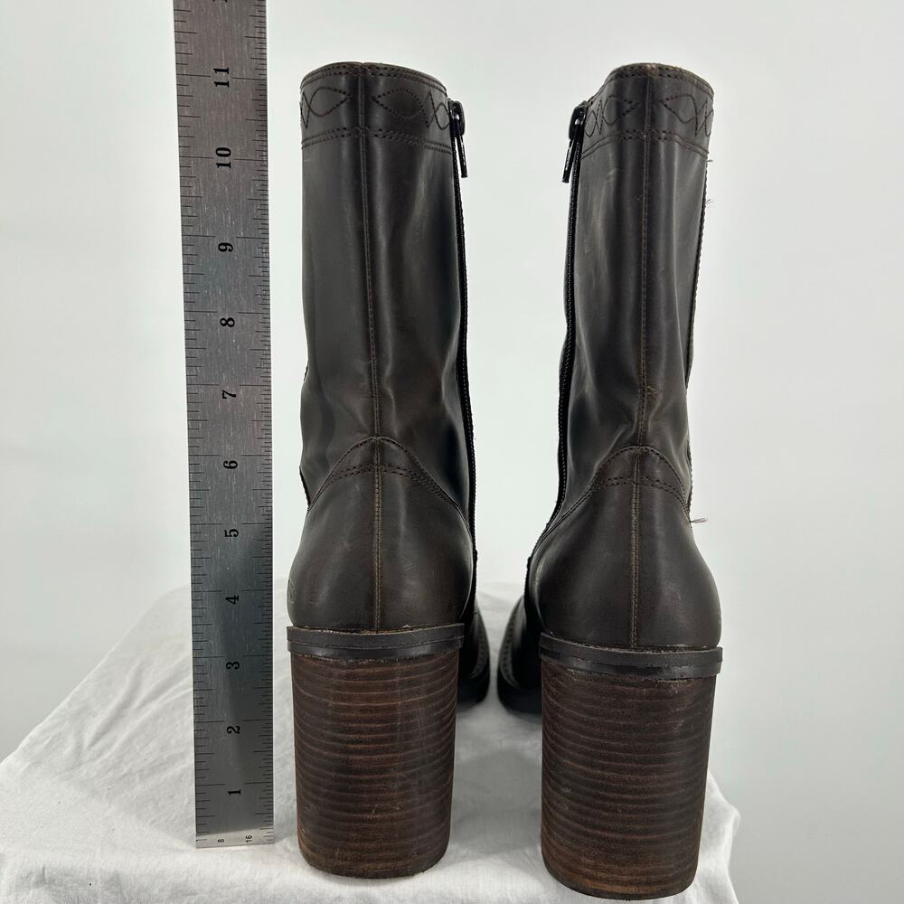 Vintage y2k Women's Chocolate Dark Brown Skechers Chunky Platform Boots 10M - Picture 6 of 8
